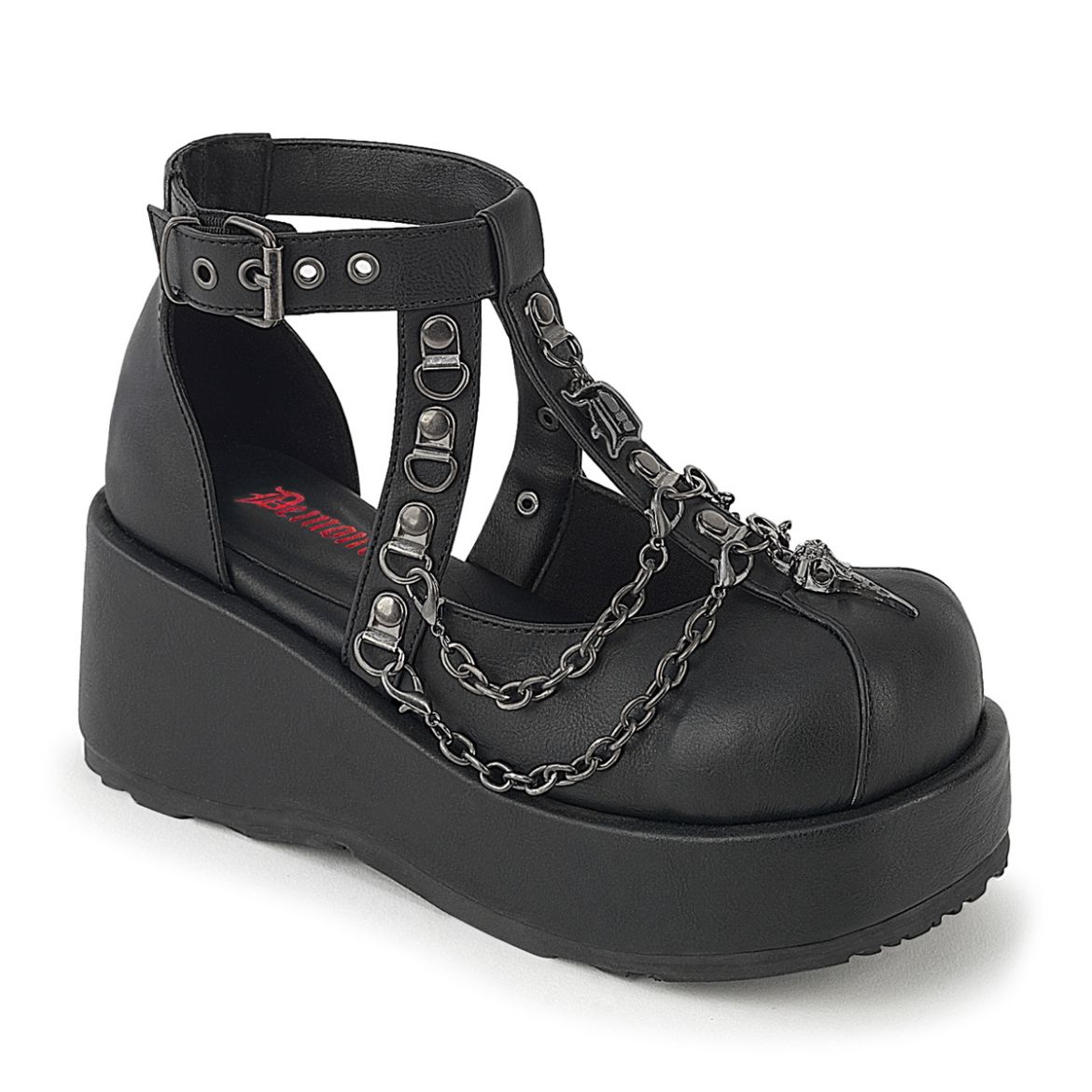Product image of Demoniacult CUBBY-28 Blk Vegan Leather 2 3/4 Inch Platform Cage Shoe