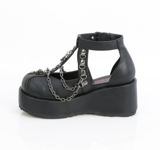 Product image of Demoniacult CUBBY-28 Blk Vegan Leather 2 3/4 Inch Platform Cage Shoe