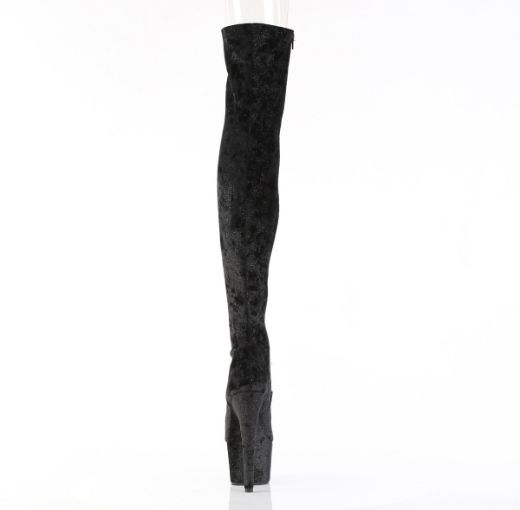 Product image of Pleaser ADORE-3000WR Blk Shimmering Fabric/Blk 7 Inch Heel 2 3/4 Inch PF Stretch Thigh Boot Side Zip