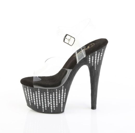 Product image of Pleaser ADORE-708WFRS Clr/Blk-Slv RS 7 Inch Heel 2 3/4 Inch PF Ankle Strap Sandal w/ Sprinkle RS
