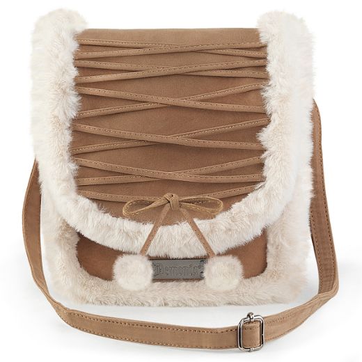 Product image of Demoniacult HB-663 CAMEL FAUX SUEDE-FAUX FUR *Faux Suede & Fur Crossbody 20x24x8 cm Bag