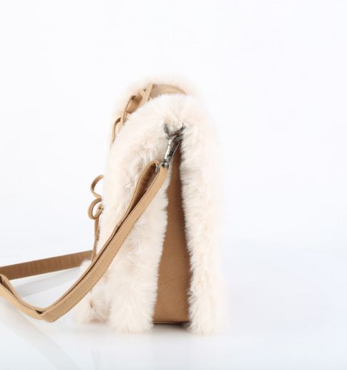 Product image of Demoniacult HB-663 CAMEL FAUX SUEDE-FAUX FUR *Faux Suede & Fur Crossbody 20x24x8 cm Bag