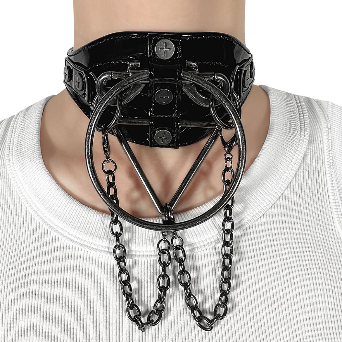 Product image of Demoniacult DA-205 Blk Patent Patent Faux Leather Choker