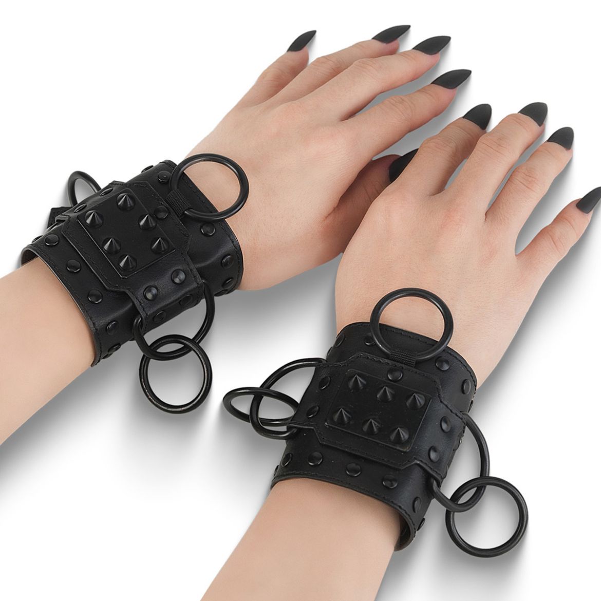 Product image of Demoniacult DA-402 Blk Faux Leather Faux Leather Wrist Cuffs (Pair)