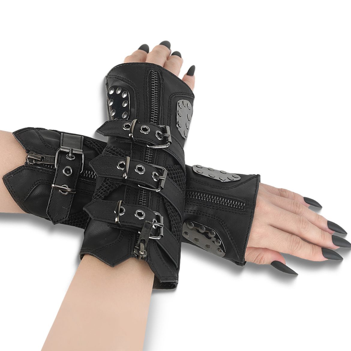 Product image of Demoniacult DA-457 Blk Str Faux Leather Stretch Faux Leather Arm Warmer (Pair)