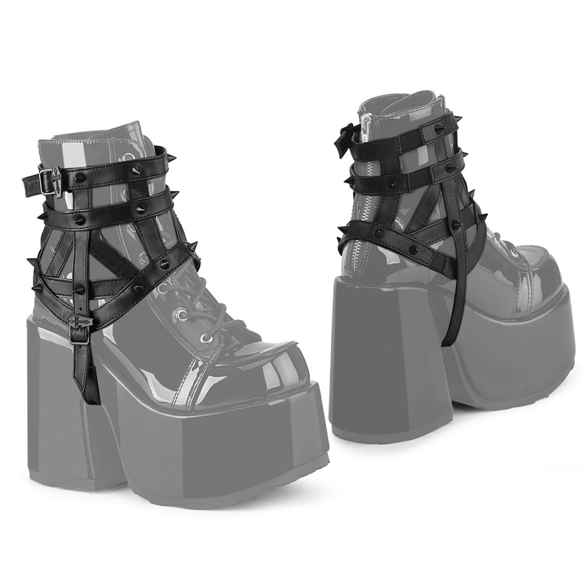 Product image of Demoniacult DA-505 Blk Faux Leather Faux Leather Cage Boot Harness (Pair)