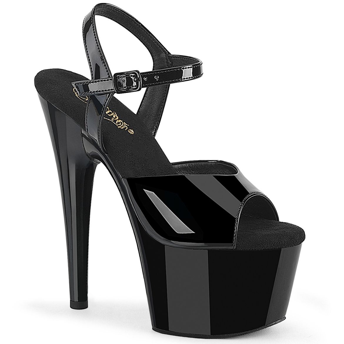 Product image of Pleaser ADORE-709WR Blk Pat/Blk 7 Inch Heel 2 3/4 Inch PF Ankle Strap Sandal