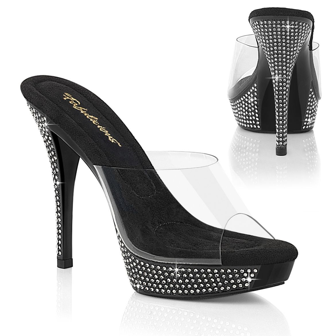 Product image of Fabulicious ATHENA-501 Clr/Blk 5 Inch Heel 1 Inch PF Slide w/RS
