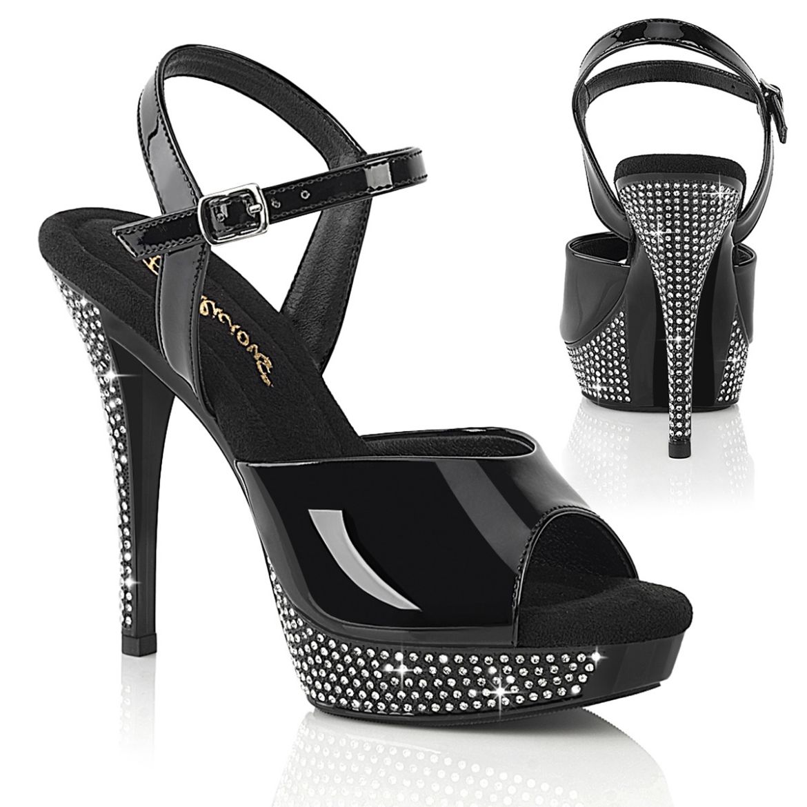 Product image of Fabulicious ATHENA-509 Blk/Blk 5 Inch Heel 1 Inch PF Ankle Strap Sandal w/RS