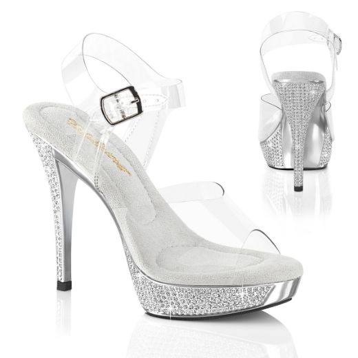 Product image of Fabulicious ATHENA-508 Clr/Slv Chrome 5 Inch Heel 1 Inch PF Ankle Strap Sandal w/RS