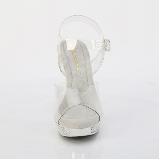 Product image of Fabulicious ATHENA-508 Clr/Slv Chrome 5 Inch Heel 1 Inch PF Ankle Strap Sandal w/RS