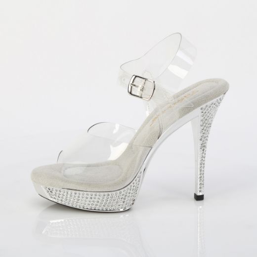 Product image of Fabulicious ATHENA-508 Clr/Slv Chrome 5 Inch Heel 1 Inch PF Ankle Strap Sandal w/RS