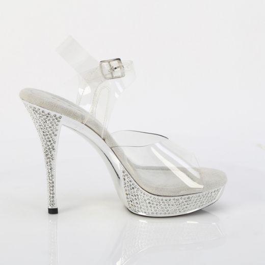 Product image of Fabulicious ATHENA-508 Clr/Slv Chrome 5 Inch Heel 1 Inch PF Ankle Strap Sandal w/RS