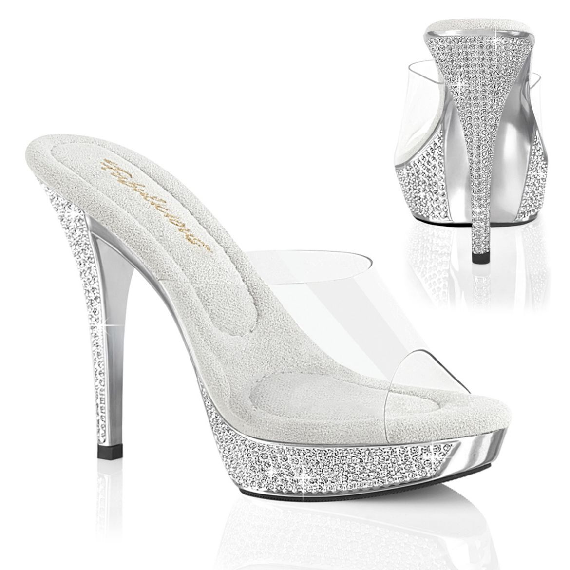 Product image of Fabulicious ATHENA-501 Clr/Slv Chrome 5 Inch Heel 1 Inch PF Slide w/RS