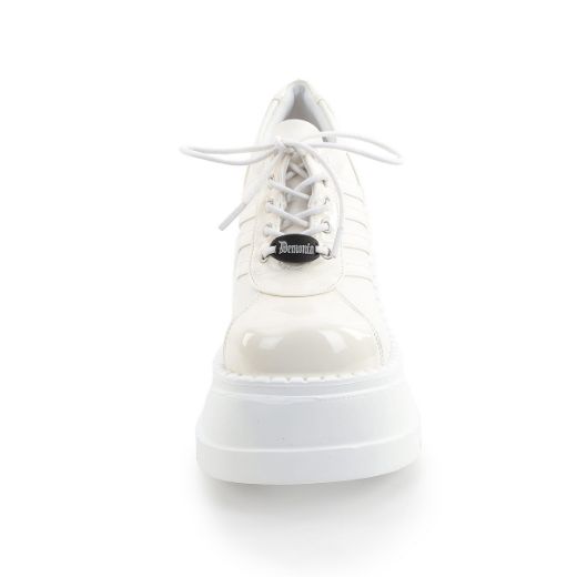 Product image of Demoniacult STOMP-08-1 Off White Pat-Vegan Leather 4 3/4 Inch Wedge PF Lace-Up Shoe