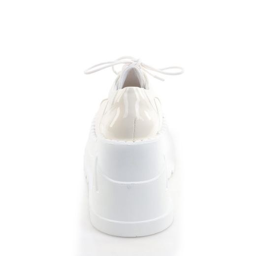 Product image of Demoniacult STOMP-08-1 Off White Pat-Vegan Leather 4 3/4 Inch Wedge PF Lace-Up Shoe
