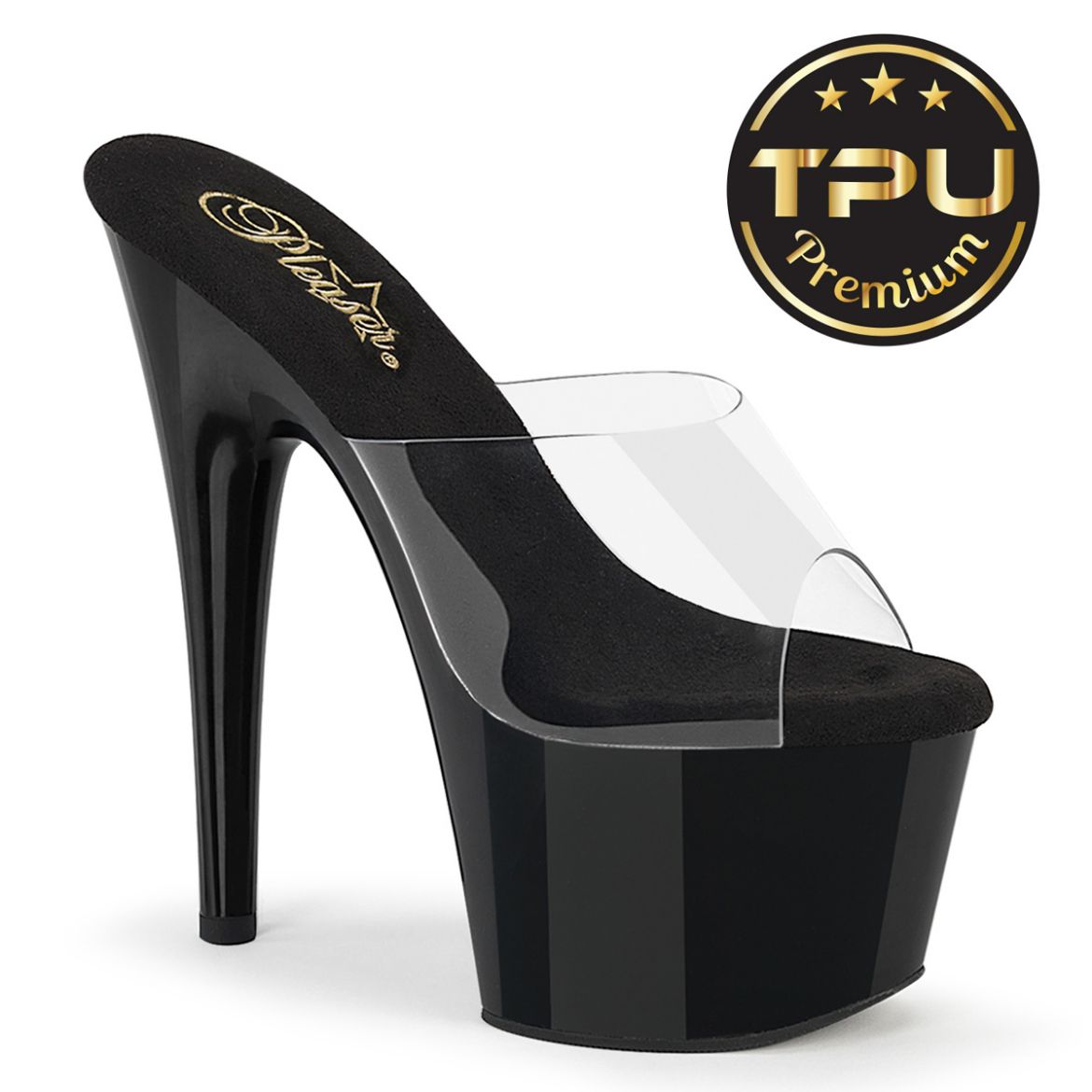 Product image of Pleaser ADORE-701PREM Clr/Blk 7 Inch Heel 2 3/4 Inch Platform Slide